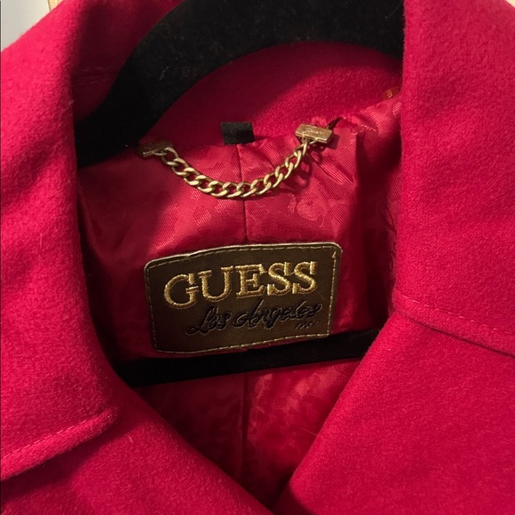 GUESS Women's Bold Pink Double-Breasted Pea Coat - Picture 2 of 5